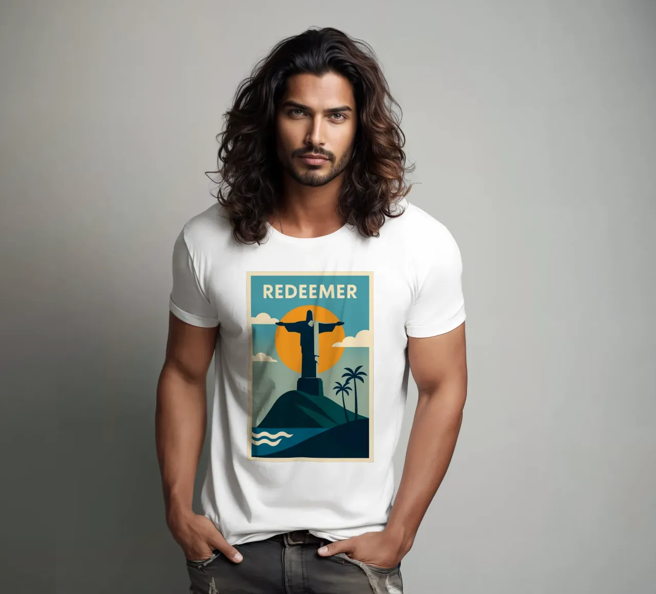 REDEEMER - Icône céleste from Rio de Janeiro t-shirt by JETLAG | affiches voyage