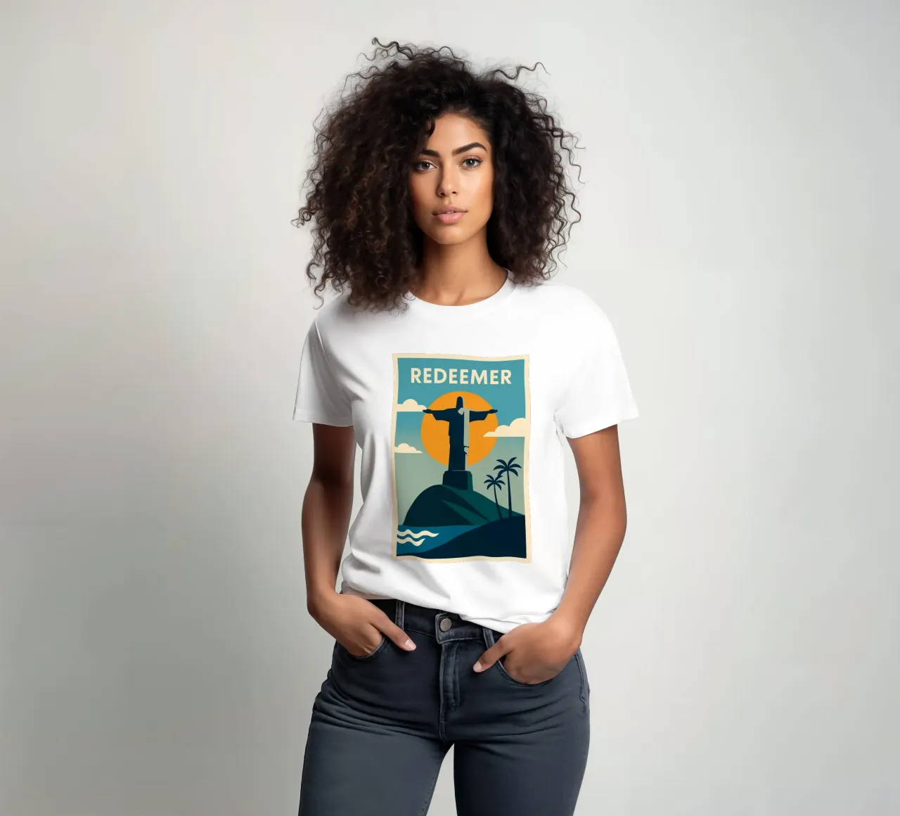 REDEEMER - Icône céleste from Rio de Janeiro t-shirt by JETLAG | affiches voyage