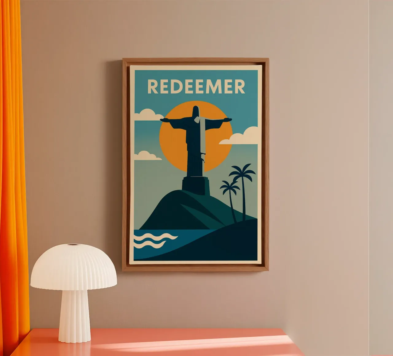 REDEEMER - Icône céleste from Rio de Janeiro canvas with Floater frame by JETLAG | affiches voyage
