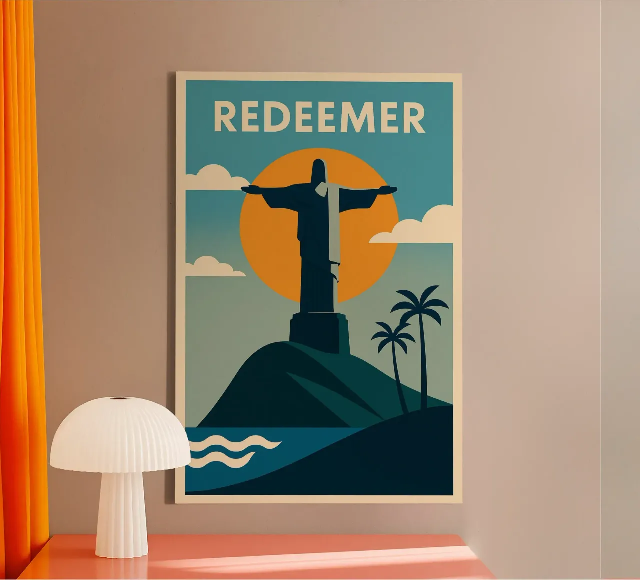 REDEEMER - Icône céleste from Rio de Janeiro canvas with Floater frame by JETLAG | affiches voyage
