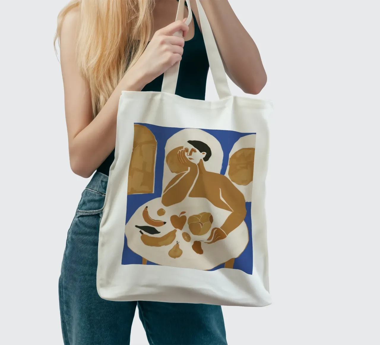 Contemplative Bread Sharer tote bag by Veil Maya