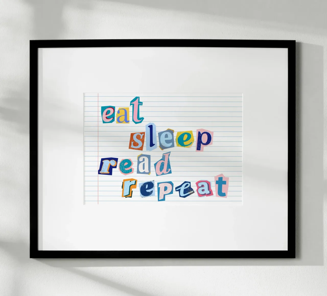 "Póster de lectura estilo collage "Eat Sleep Read Repeat poster de vintagepod