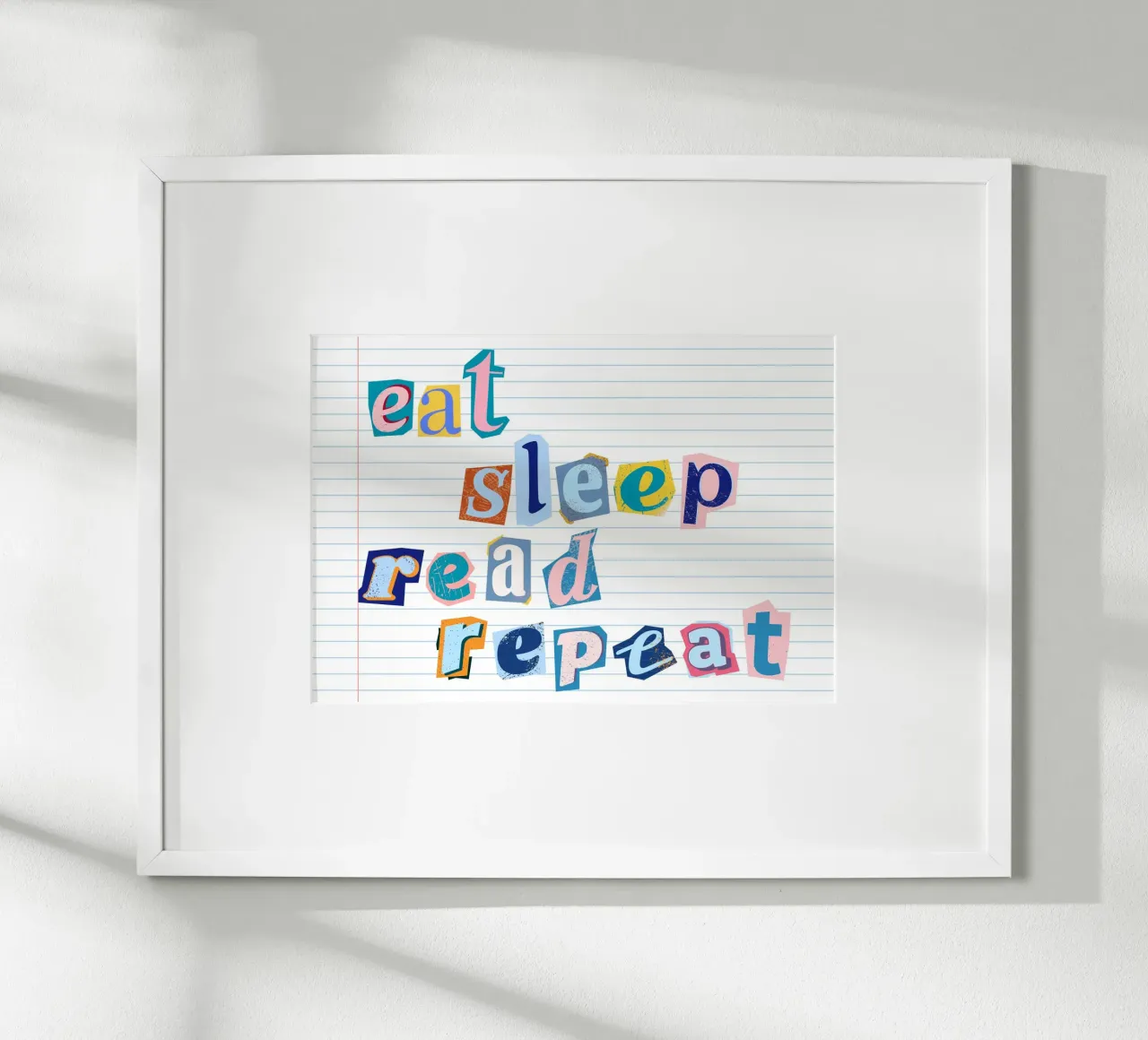"Póster de lectura estilo collage "Eat Sleep Read Repeat poster de vintagepod