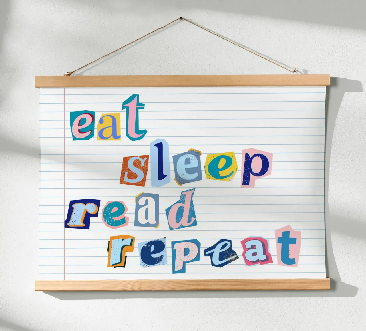 "Póster de lectura estilo collage "Eat Sleep Read Repeat poster de vintagepod