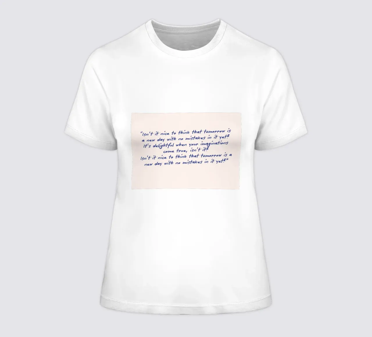 Tomorrow: A New Day - Optimistic Quote Poster women's fitted t-shirt by vintagepod