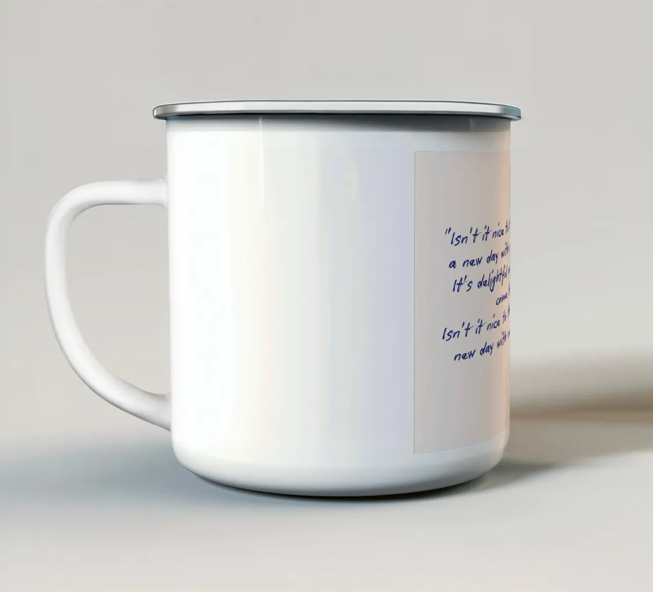 Domani: A New Day - Poster con citazioni ottimistiche tazza in smalto da vintagepod