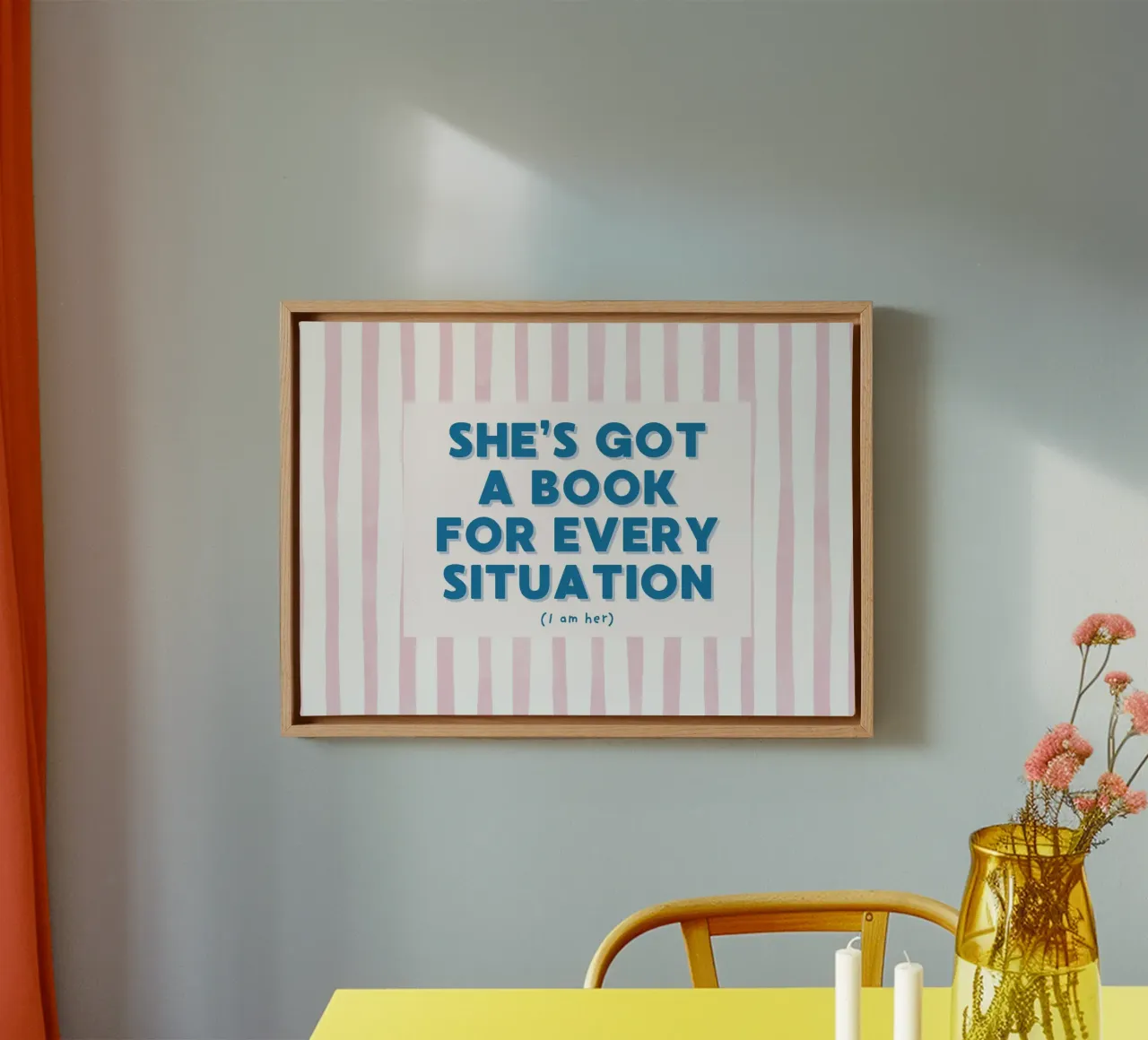 "She's Got a Book for Every Situation" Reading Poster canvas with Floater frame by vintagepod
