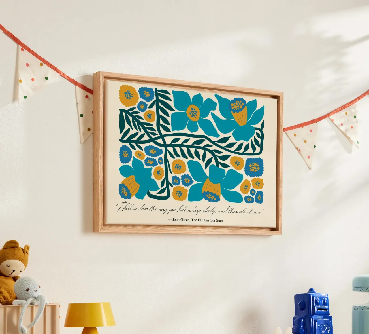 John Green "Fault in Our Stars" Abstract Bloemen Poster canvas met Baklijst van vintagepod