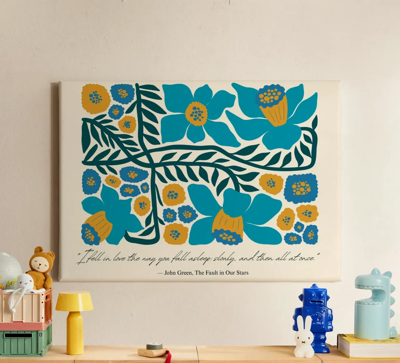 John Green "Fault in Our Stars" Abstract Bloemen Poster canvas met Baklijst van vintagepod