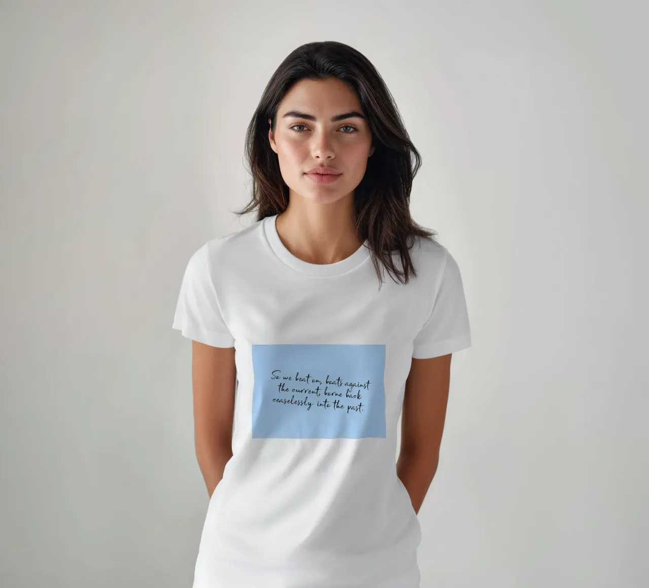 Poster con citazione del Grande Gatsby di Fitzgerald "So We Beat On t-shirt da vintagepod