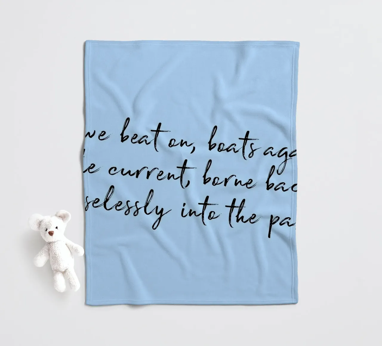 Poster con citazione del Grande Gatsby di Fitzgerald "So We Beat On coperta in pile da vintagepod