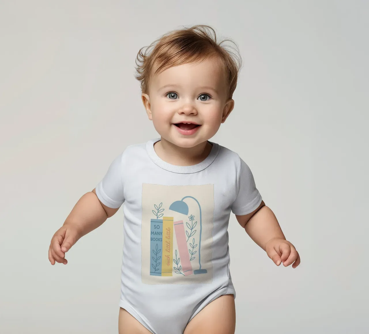 "So Many Books, Such Little Time" Cozy Reading Art short-sleeve baby romper by vintagepod