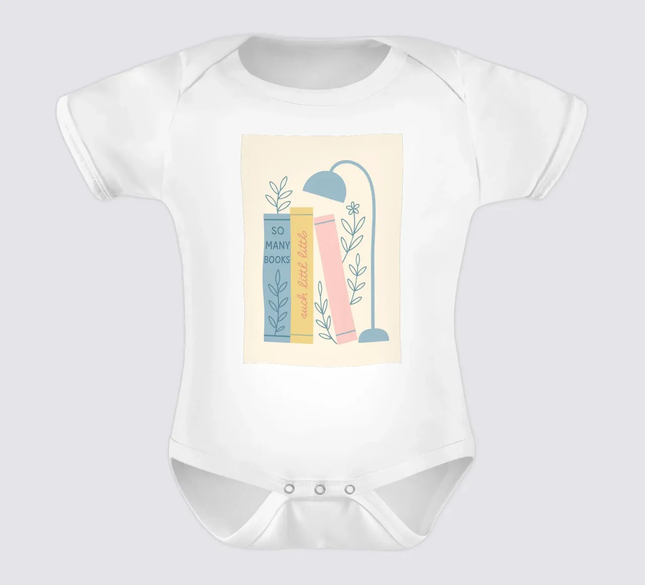 "So Many Books, Such Little Time" Cozy Reading Art short-sleeve baby romper by vintagepod