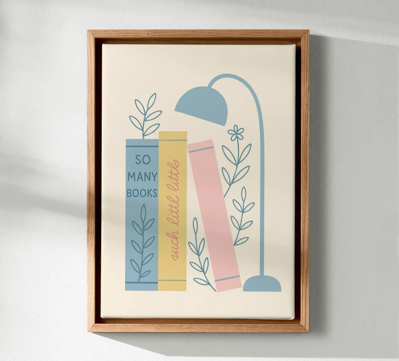 "So Many Books, Such Little Time" Cozy Reading Art canvas with Floater frame by vintagepod
