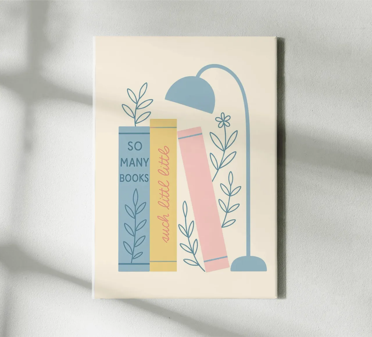 "So Many Books, Such Little Time" Cozy Reading Art canvas with Floater frame by vintagepod