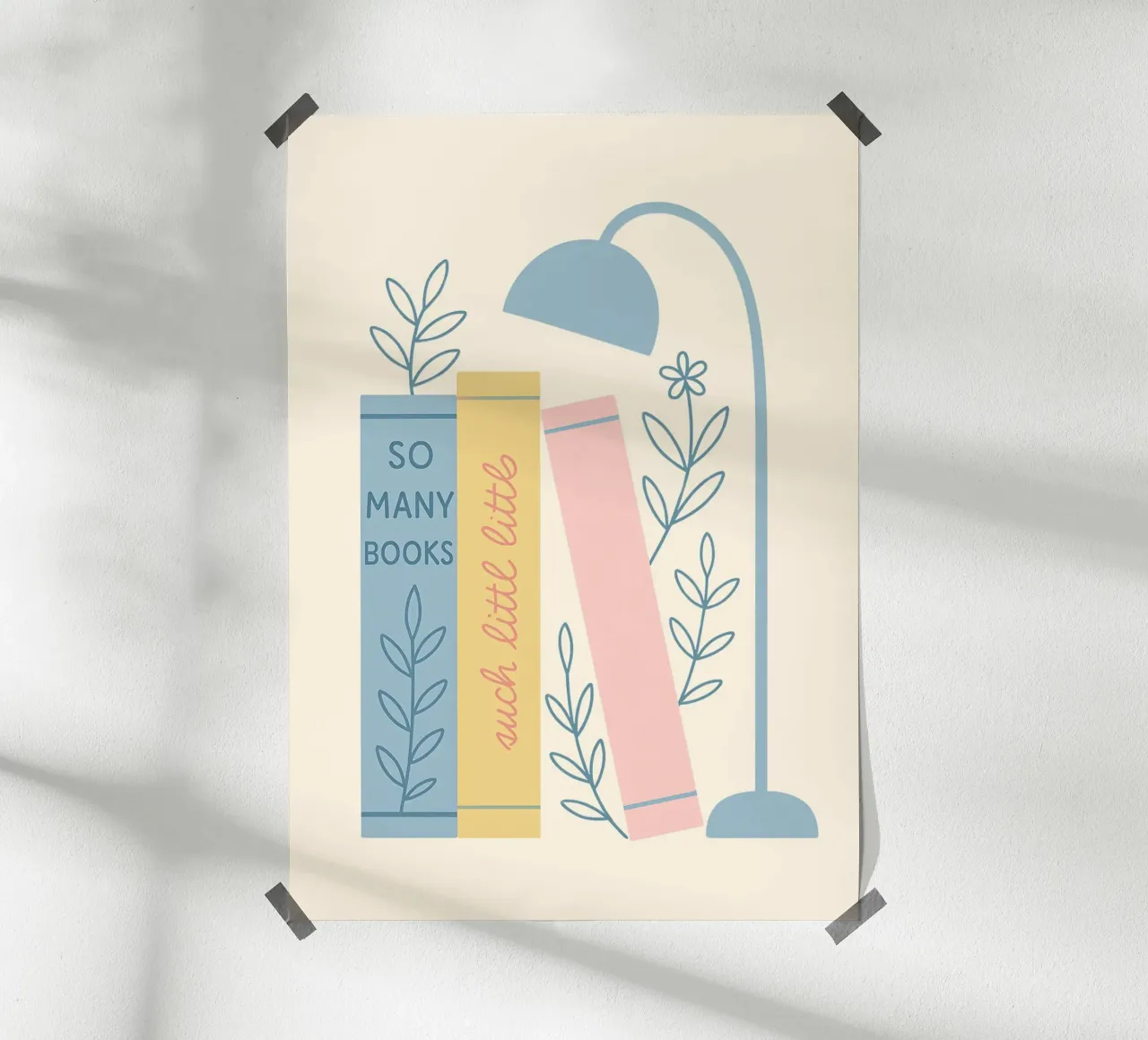 "So Many Books, Such Little Time" Cozy Reading Art poster with plastic frame by vintagepod