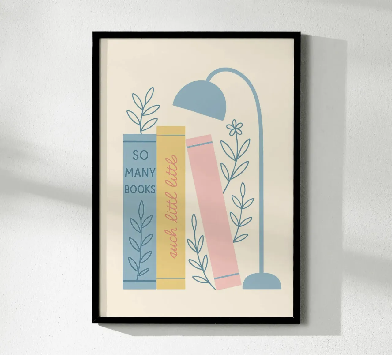 "So Many Books, Such Little Time" Cozy Reading Art poster with plastic frame by vintagepod