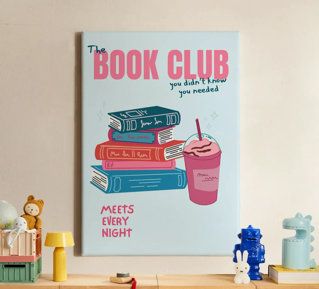 "Poster "Il club del libro di cui non sapevi di aver bisogno tela con Cornice a cassetta da vintagepod