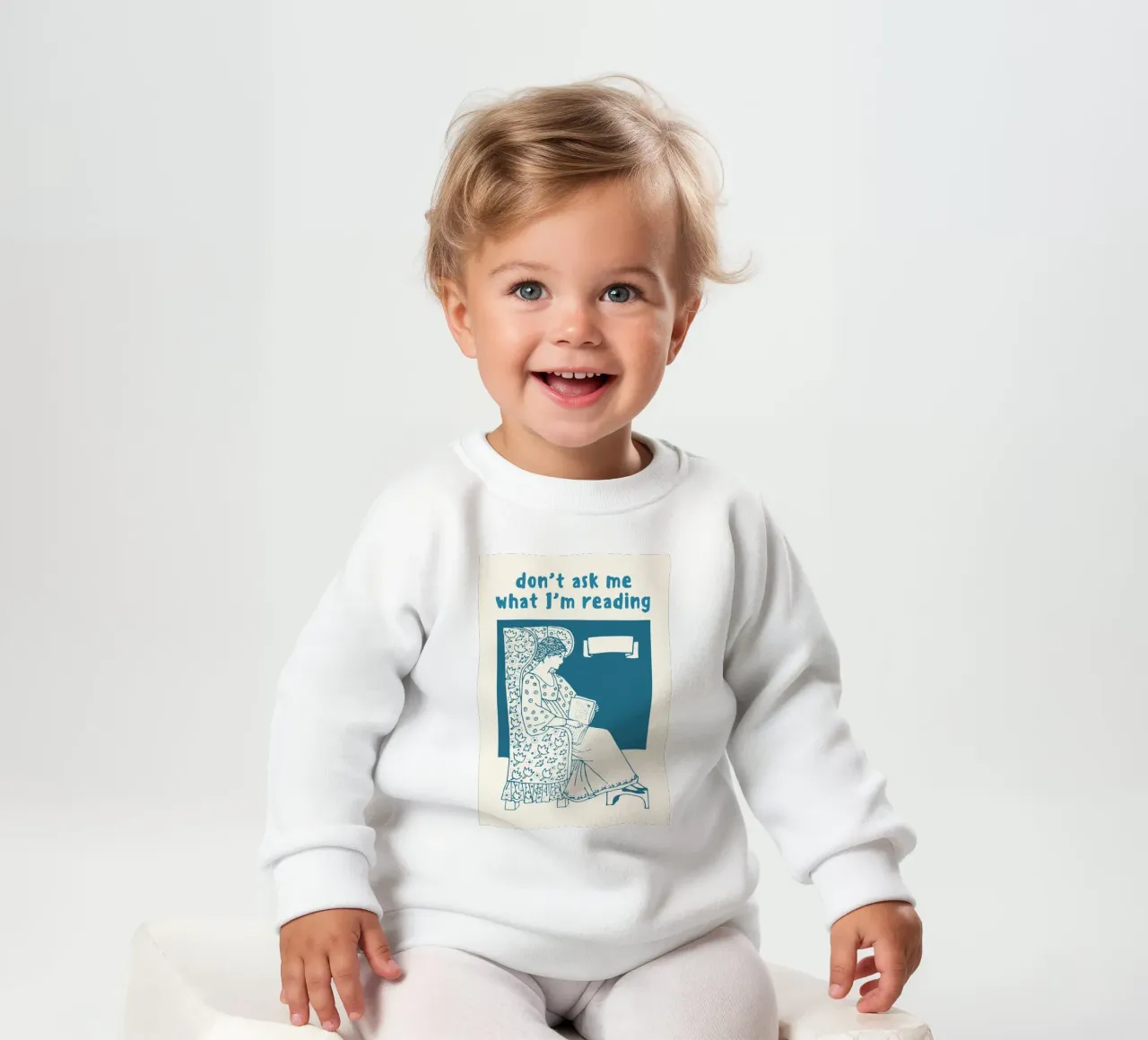 "Don't Ask Me What I'm Reading" Retro Reader Art baby sweatshirt by vintagepod