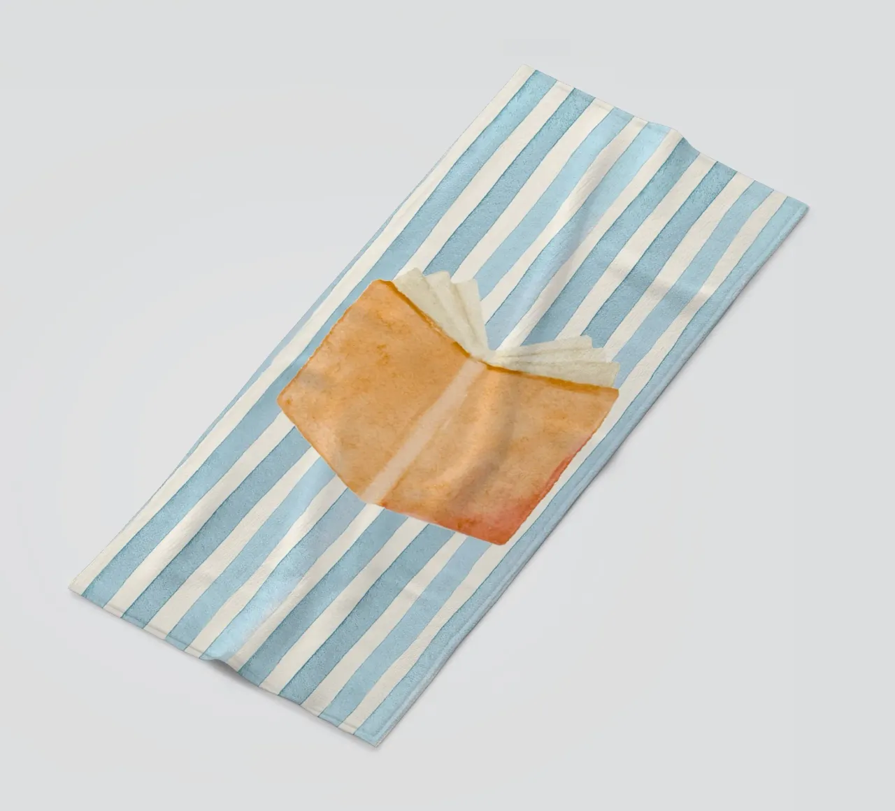 Libro aperto acquerello su sfondo a righe telo mare da vintagepod