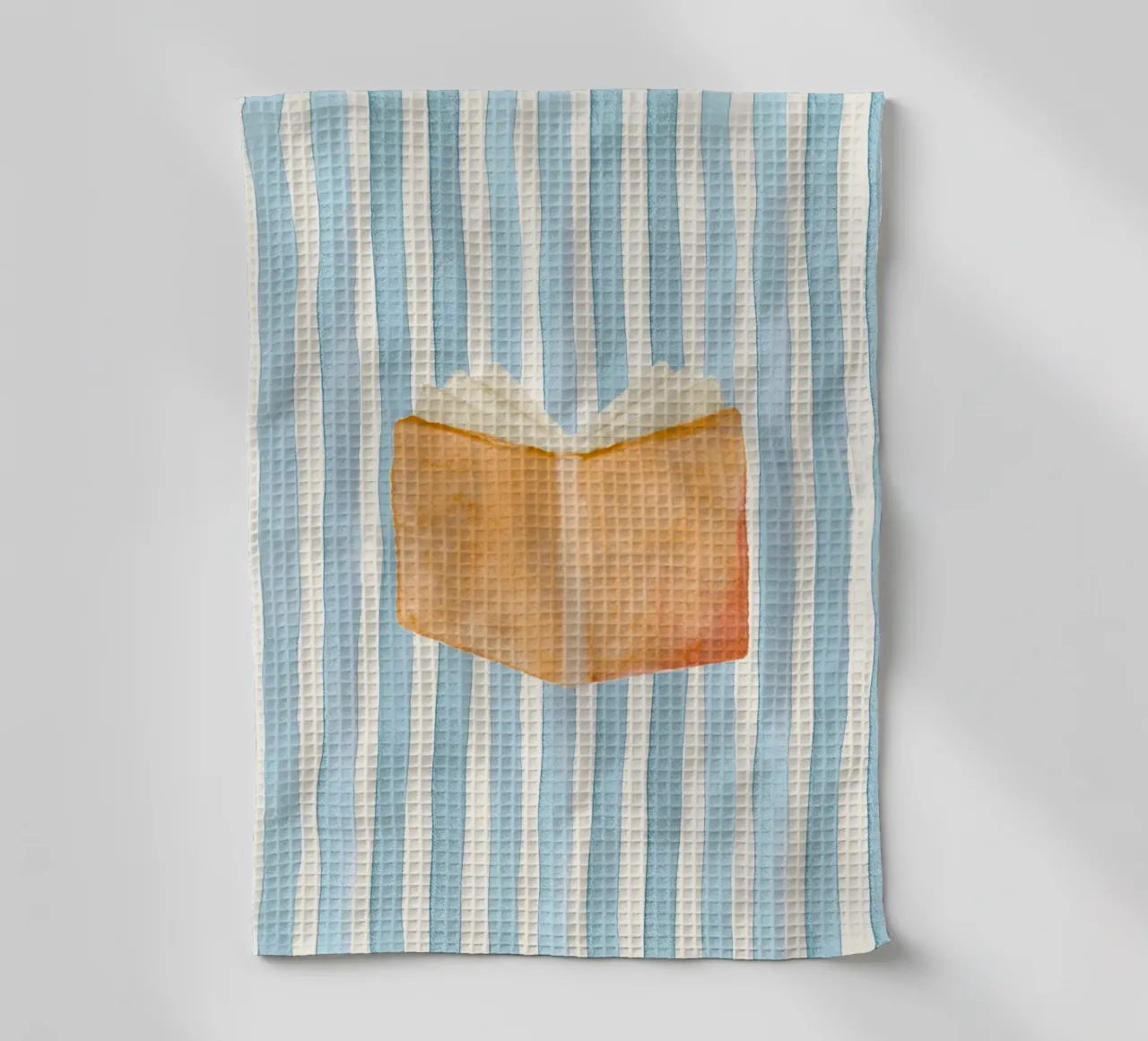 Libro aperto acquerello su sfondo a righe canovaccio da cucina da vintagepod