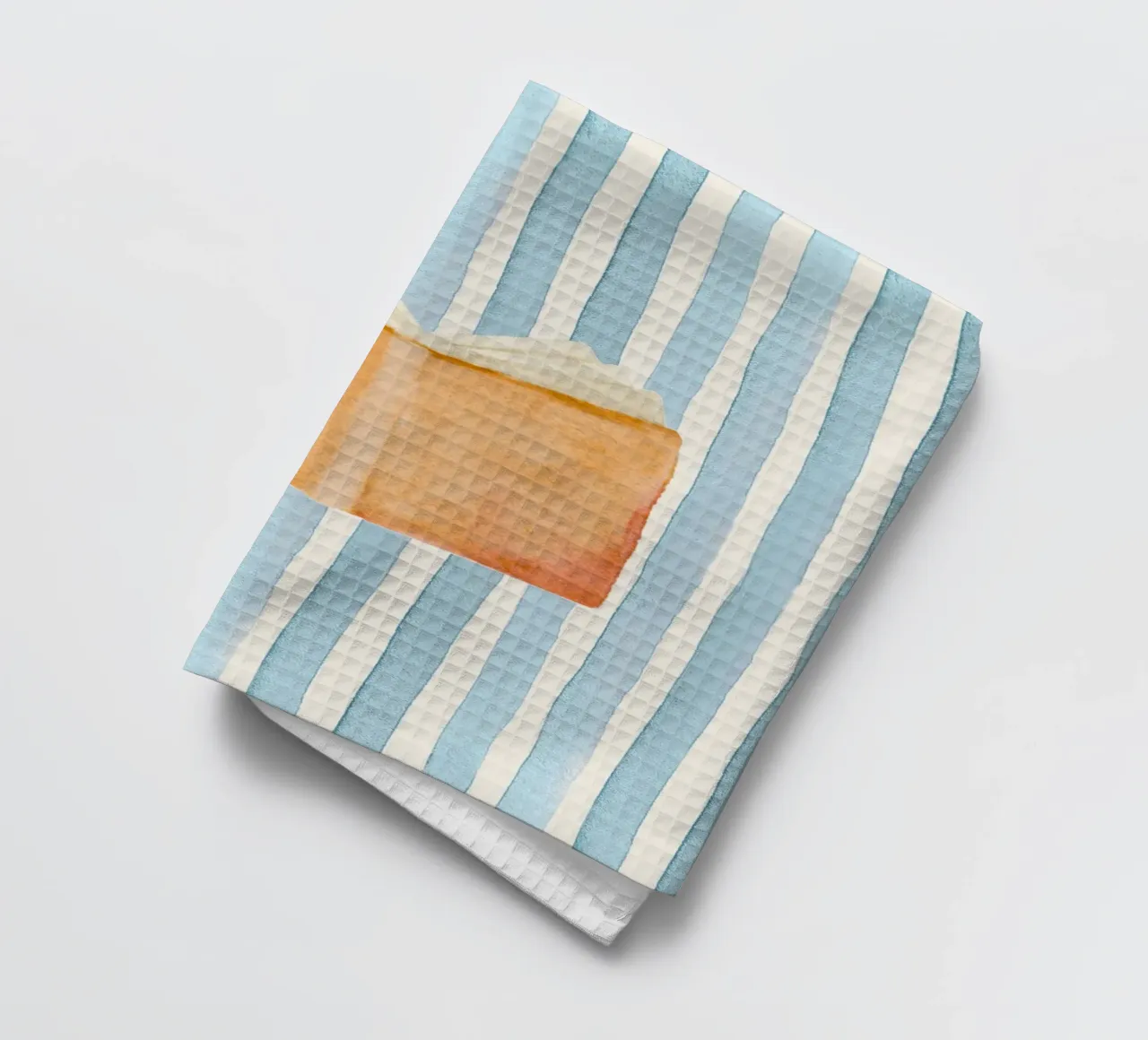 Libro aperto acquerello su sfondo a righe canovaccio da cucina da vintagepod