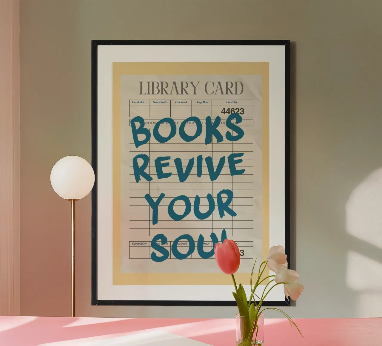 "I libri ravvivano l'anima" Poster d'epoca con la tessera della biblioteca poster da vintagepod
