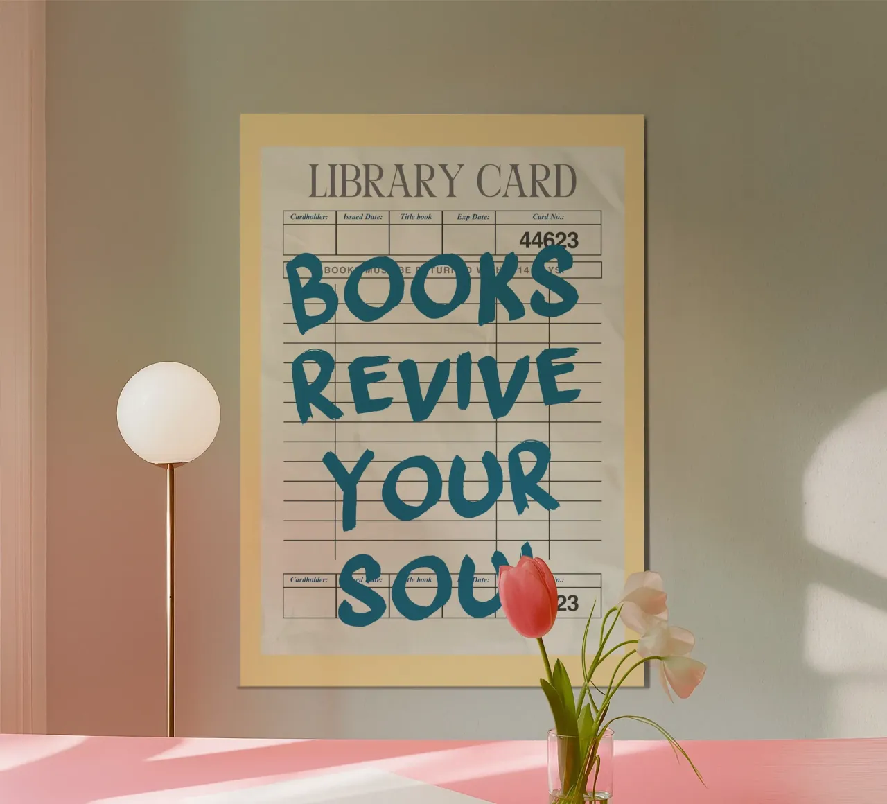 "I libri ravvivano l'anima" Poster d'epoca con la tessera della biblioteca poster da vintagepod