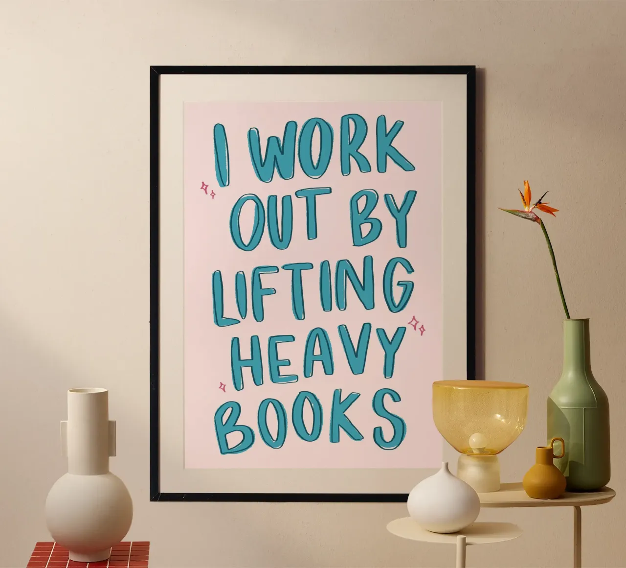 "Poster umoristico "Mi alleno sollevando libri pesanti poster da vintagepod