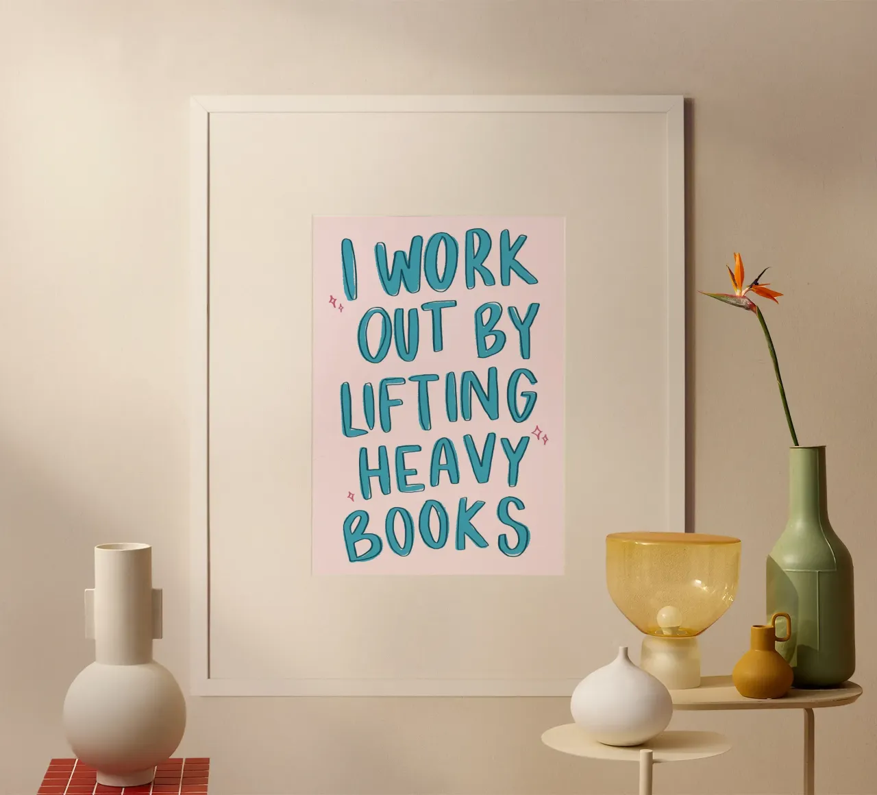 "Poster umoristico "Mi alleno sollevando libri pesanti poster da vintagepod