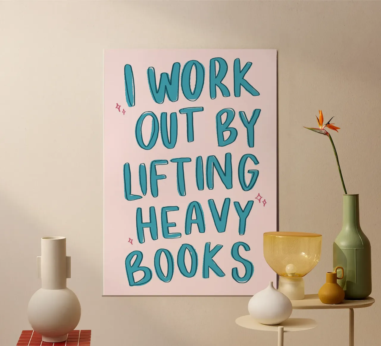 "Poster umoristico "Mi alleno sollevando libri pesanti poster da vintagepod