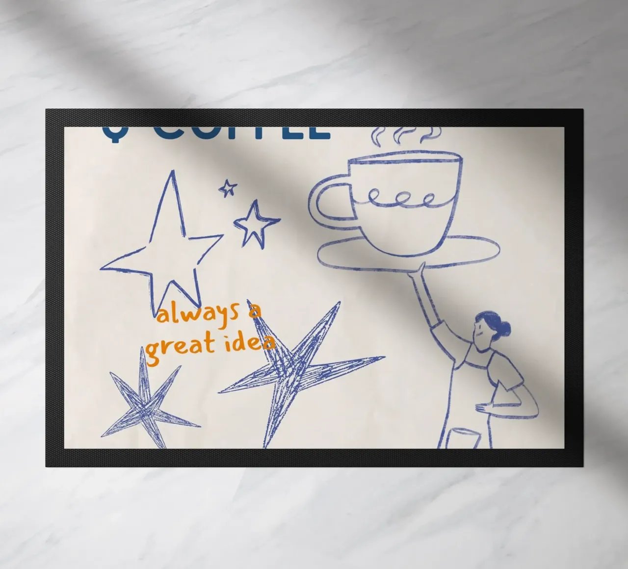 "Libro e caffè: Sempre un'ottima idea" Poster del rituale notturno zerbino da vintagepod