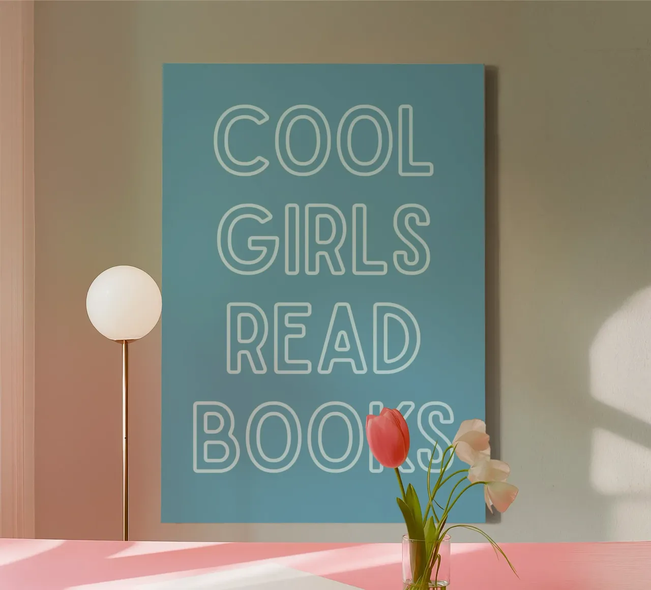 Poster blu empowering "Le ragazze forti leggono i libri" tela con Cornice a cassetta da vintagepod