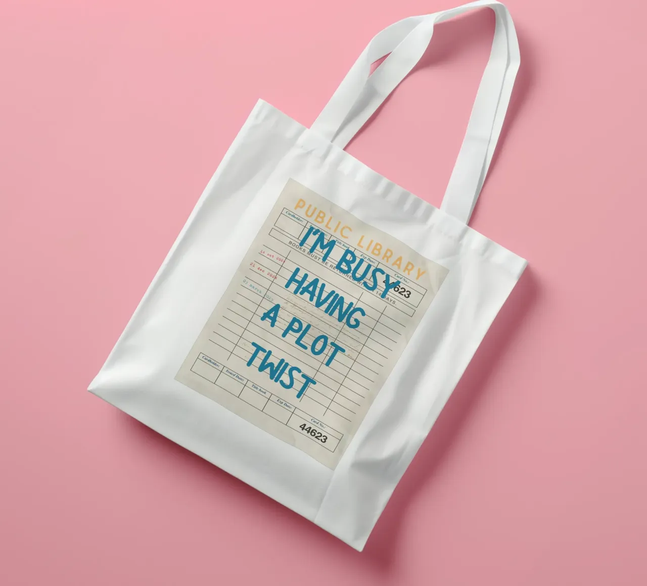 "I'm Busy Having a Plot Twist" Library Card Poster tote bag by vintagepod