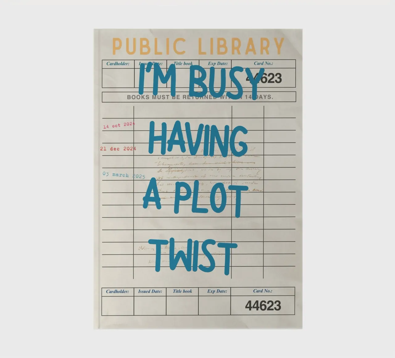 "I'm Busy Having a Plot Twist" Library Card Poster notebook by vintagepod