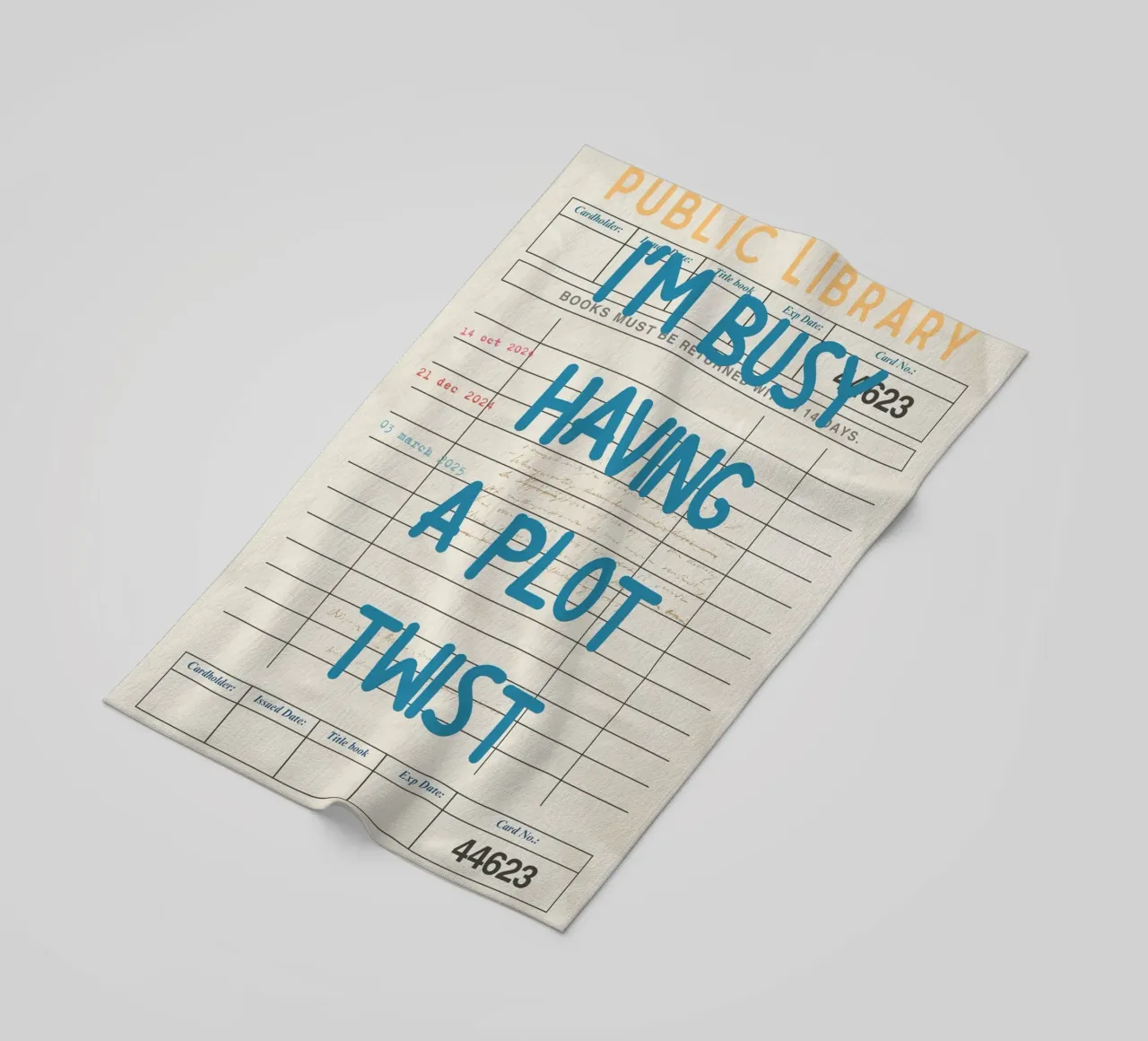 "I'm Busy Having a Plot Twist" Library Card Poster beach towel by vintagepod