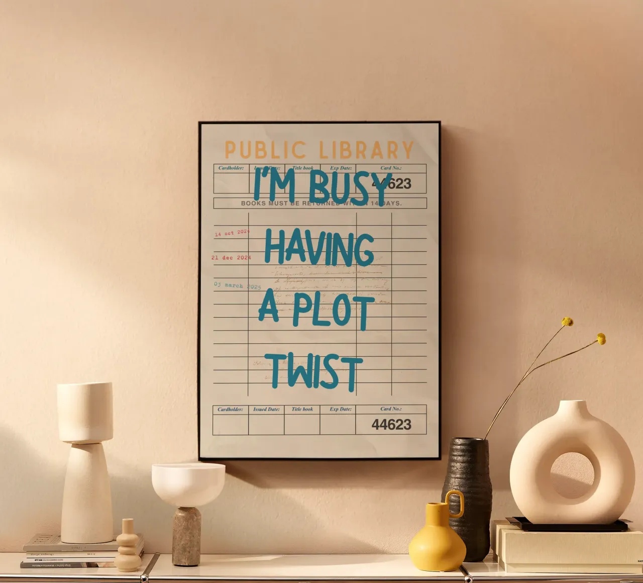 "I'm Busy Having a Plot Twist" Library Card Poster alu-dibond by vintagepod