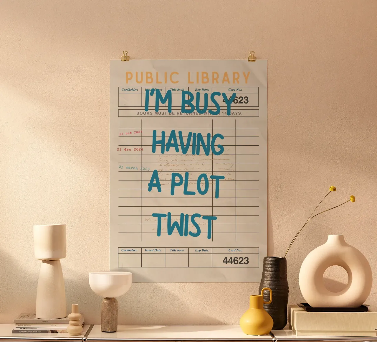 "I'm Busy Having a Plot Twist" Library Card Poster hahnemühle by vintagepod