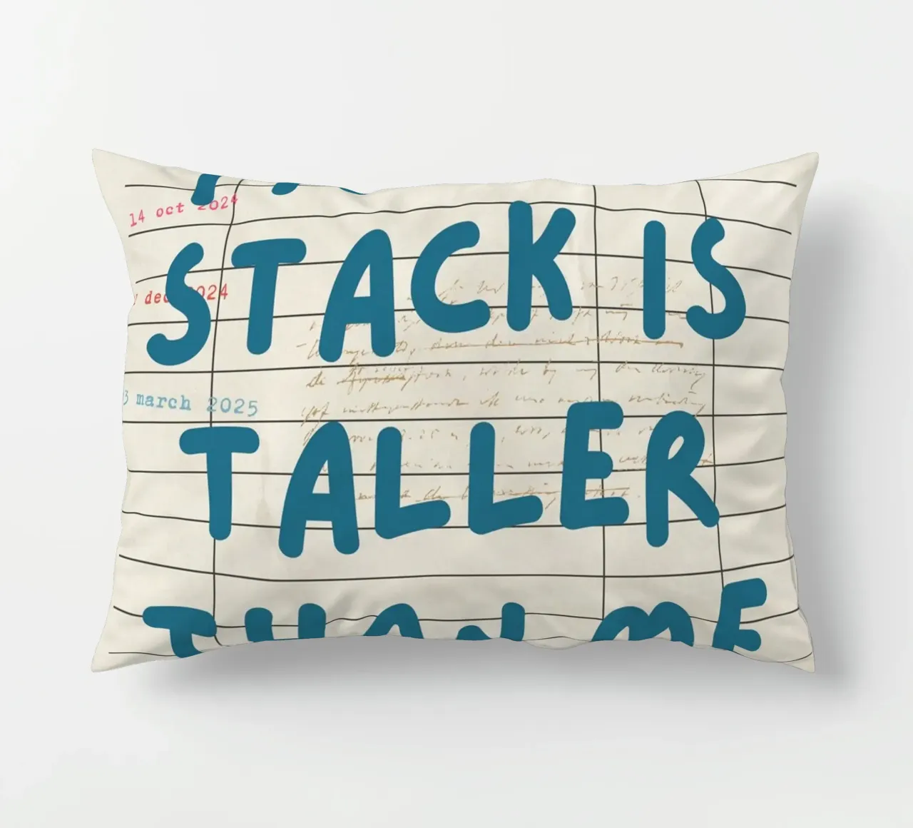 "My TBR Stack Is Taller Than Me" Library Card Poster decorative cushion by vintagepod
