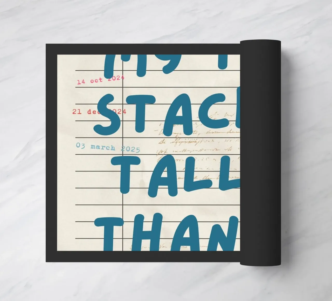 "My TBR Stack Is Taller Than Me" Library Card Poster doormat by vintagepod