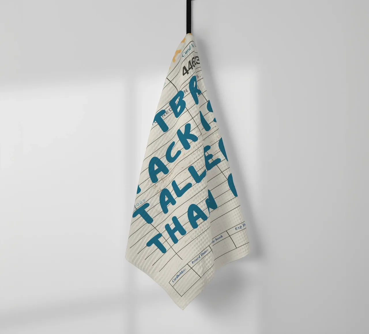 "My TBR Stack Is Taller Than Me" Library Card Poster tea towel by vintagepod