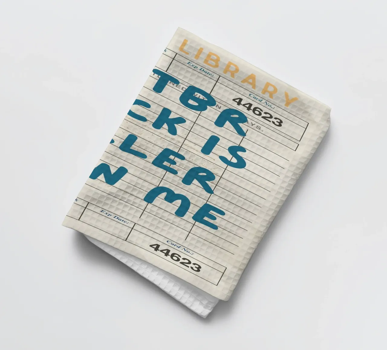 "My TBR Stack Is Taller Than Me" Library Card Poster tea towel by vintagepod