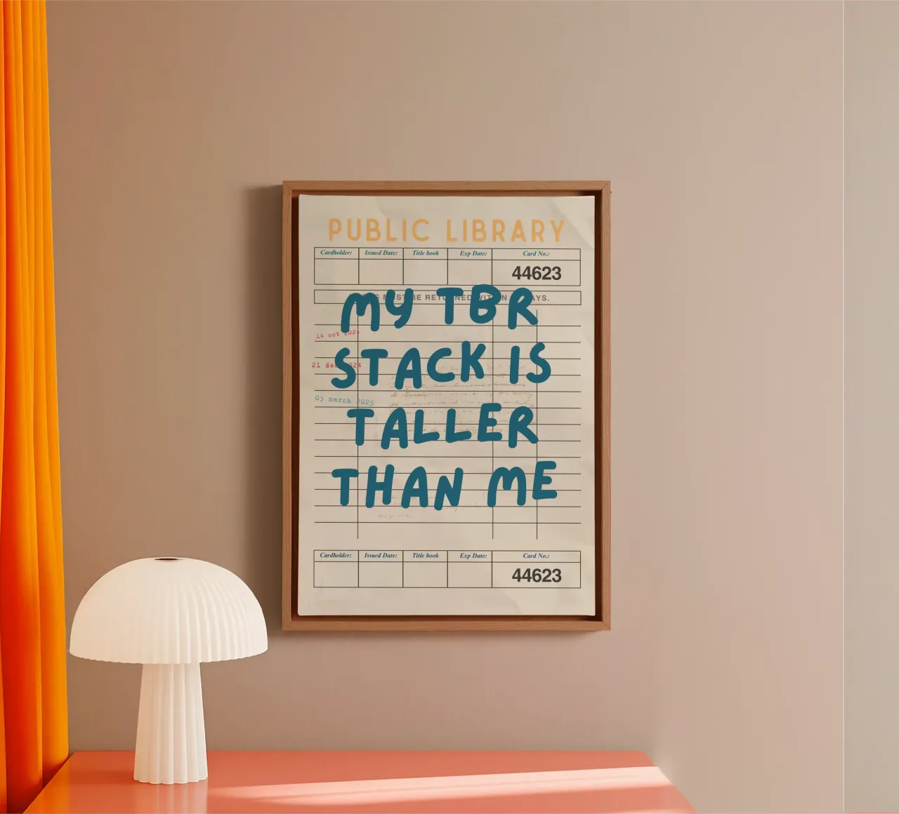 "My TBR Stack Is Taller Than Me" Library Card Poster canvas by vintagepod