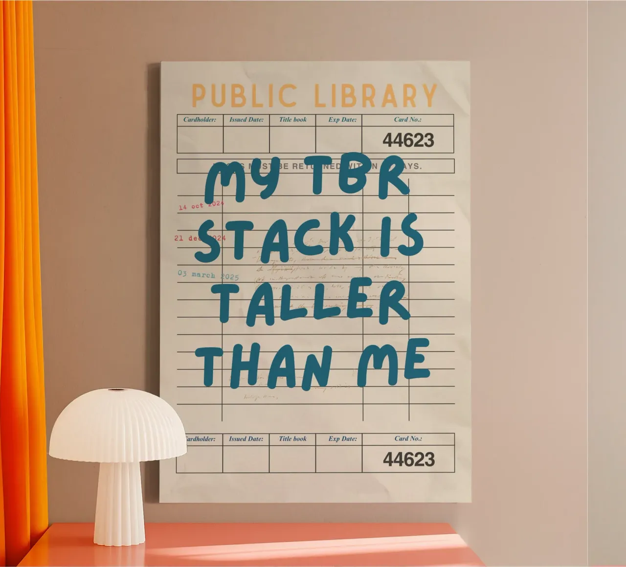"My TBR Stack Is Taller Than Me" Library Card Poster canvas by vintagepod