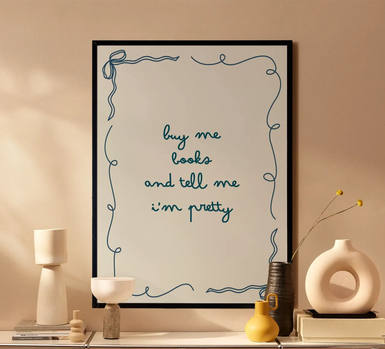 Arte con cornice a nastro "Comprami dei libri e dimmi che sono carina". poster da vintagepod