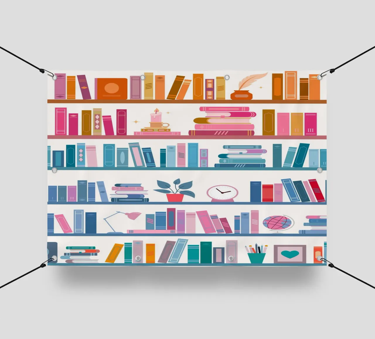 Librerie colorate - Poster estetico Biblioteca accogliente telo in pvc da vintagepod