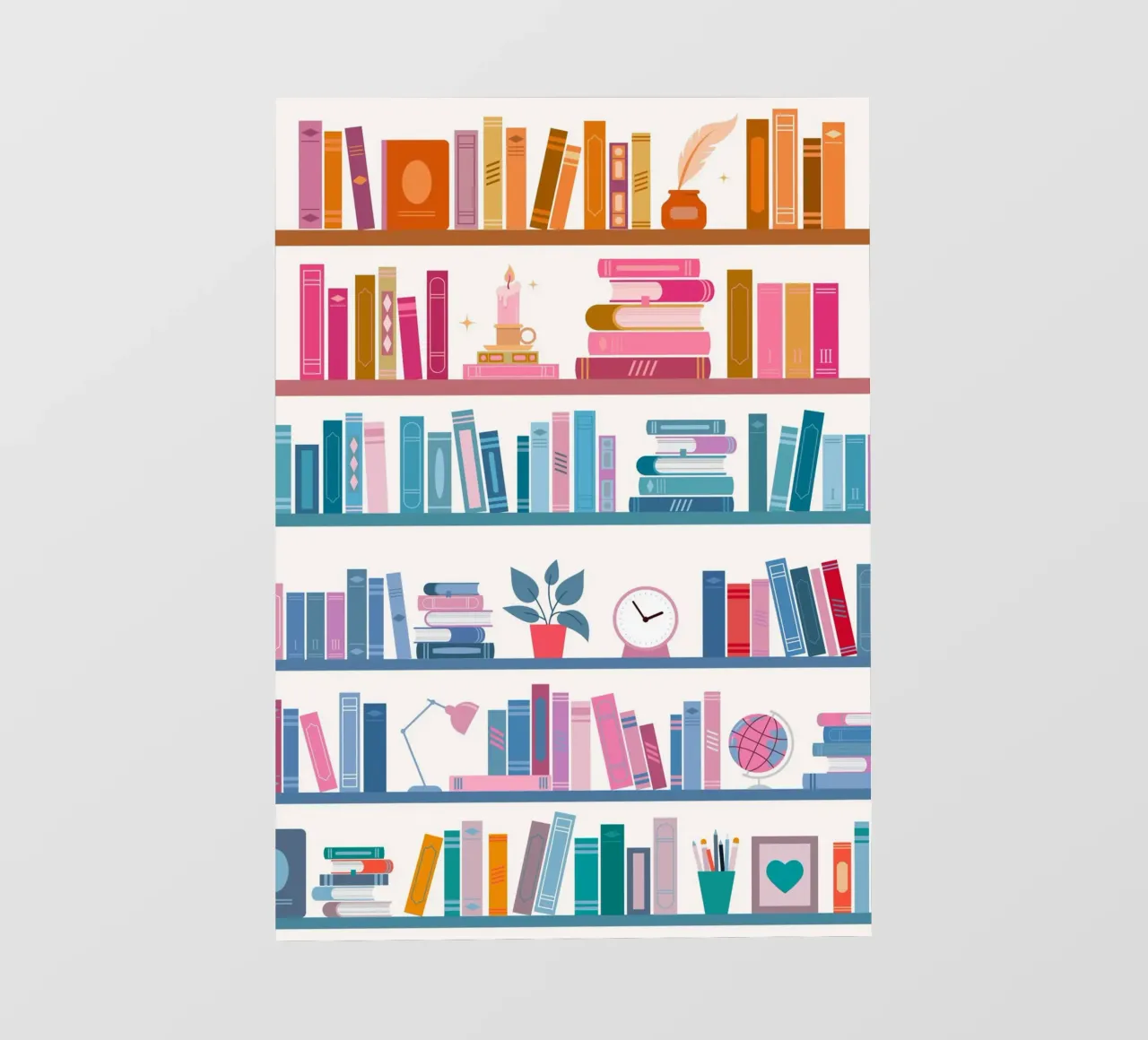 Librerie colorate - Poster estetico Biblioteca accogliente telo in pvc da vintagepod