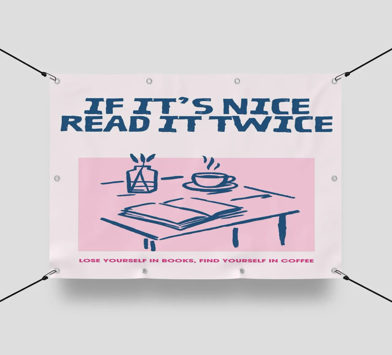 "Poster di lettura accogliente "Se è bello leggilo due volte telo in pvc da vintagepod