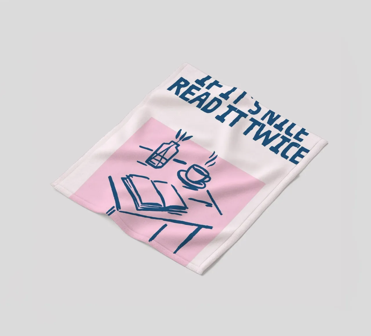 "Poster di lettura accogliente "Se è bello leggilo due volte coperta in pile da vintagepod