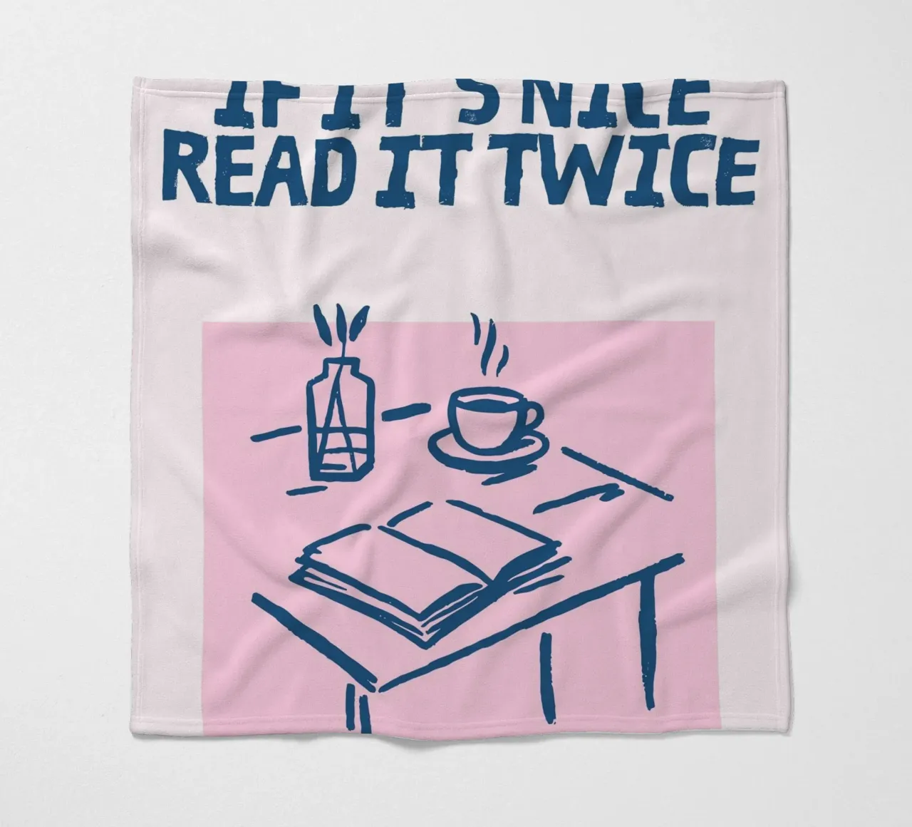 "Poster di lettura accogliente "Se è bello leggilo due volte coperta in pile da vintagepod